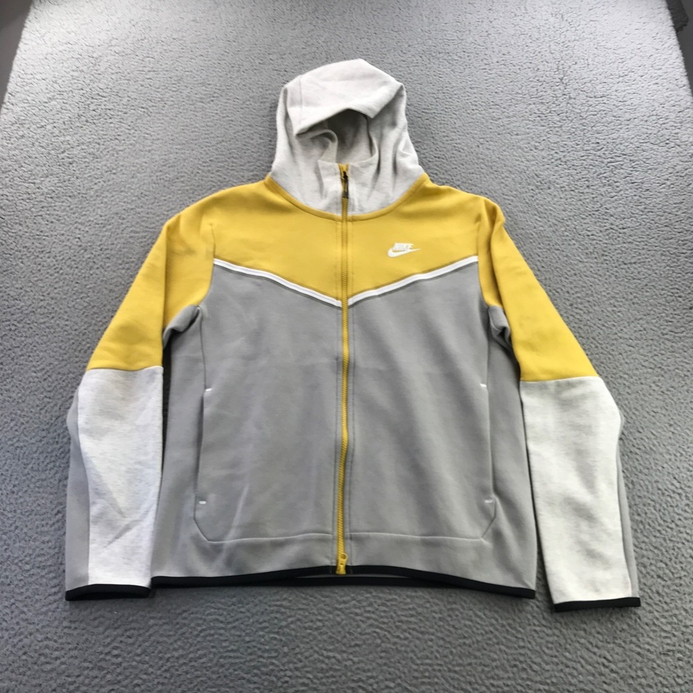 Nike Tech Jacket Mens Medium Mustard Yellow Gray Track Full Zip CU4489-077